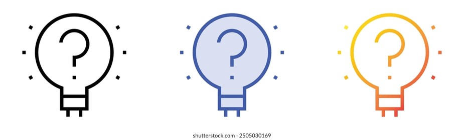 No idea icon. Linear, Blue Fill and Gradient Style Design Isolated On White Background