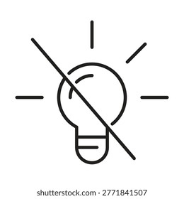 No idea line icon with crossed out light bulb