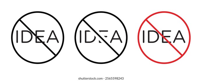 No Idea sign vector in black and red colors