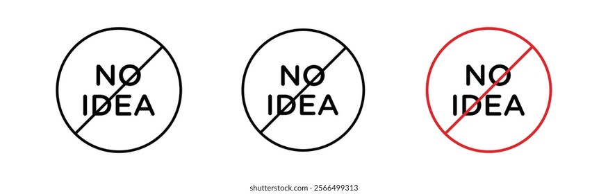 No Idea signs flat and linear vector illustration on white background.
