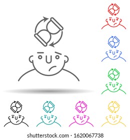 no ideas on mind multi color style icon. Simple thin line, outline vector of what is in your mind icons