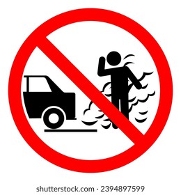 No Idling Engine With Car Pollution Symbol Sign ,Vector Illustration, Isolate On White Background Label. EPS10