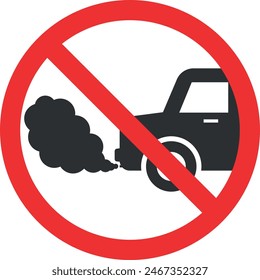 No idling turn engine off sign. Forbidden signs and symbols.