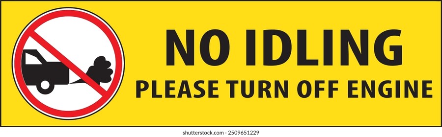 No idling turn off your engine warning sign notice vector