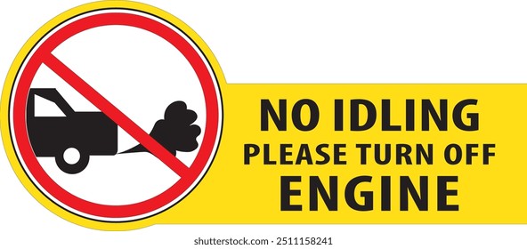 No idling turn off your engine warning sign notice vector