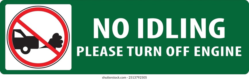 No idling turn off your engine warning sign notice vector