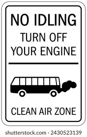 No idling warning sign and labels