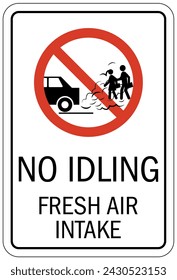 No idling warning sign and labels