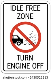 No idling warning sign and labels