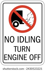 No idling warning sign and labels