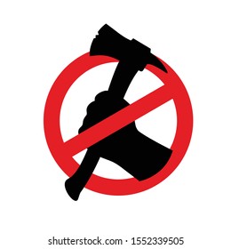 No Illegal Logging Campaign Vector Icon. Save Three.