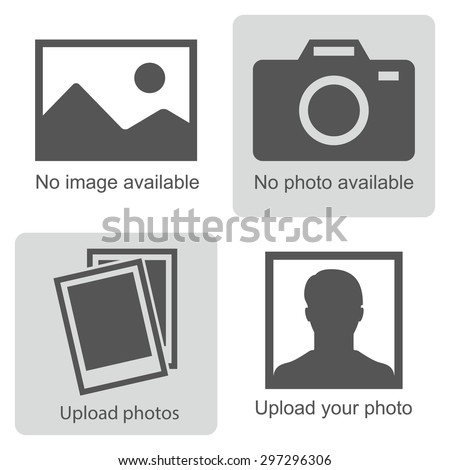 No image available or Picture coming soon. Set of pictures means that  no photo: blank picture, camera, photography icon and silhouette of a man. Missing image sign or uploading pictures. Vector.