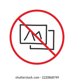 No image icon. Forbidden picture icon. No photo vector sign. Warning, caution, attention, restriction flat sign design. Do not take a picture sign