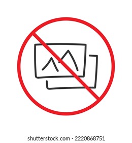 No image icon. Forbidden picture icon. No photo vector sign. Warning, caution, attention, restriction flat sign design. Do not take a picture sign