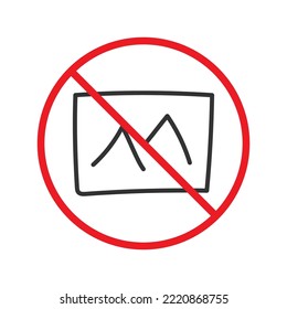 No image icon. Forbidden picture icon. No photo vector sign. Warning, caution, attention, restriction flat sign design. Do not take a picture sign