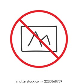 No image icon. Forbidden picture icon. No photo vector sign. Warning, caution, attention, restriction flat sign design. Do not take a picture sign