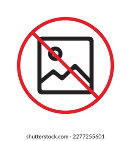 No image icon. Forbidden picture icon. No photo vector sign. Warning, caution, attention, restriction ban label attention danger flat sign design. Do not take a picture symbol pictogram