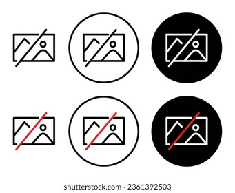 no image vector icon set. image not available symbol. missing thumbnail photo vector symbol in black color.