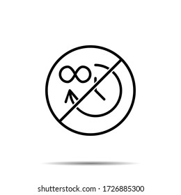 No hay un icono de tiempo infinito. Línea delgada simple, contorno vector de prohibición del tiempo, prohibición, embargo, interdicción, íconos de prohibición para ui y ux, sitio web o aplicación móvil