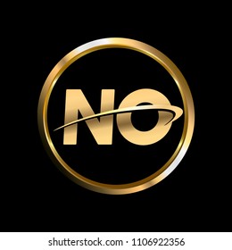NO initial circle company logo gold black background
