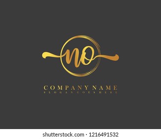 NO initial handwriting logo circle template vector