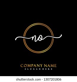 NO Initial Handwriting logo template vector