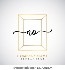 NO Initial Handwriting logo template vector