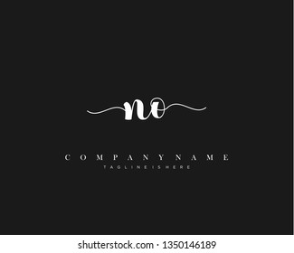 NO initial handwriting logo template with luxury color vector