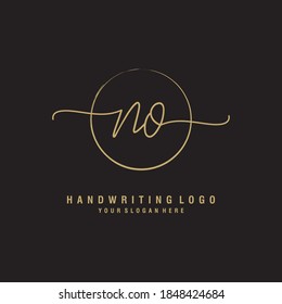 NO Initial handwriting logo template vector