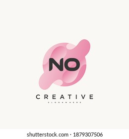 NO Initial Letter logo icon design template elements with wave colorful art.
