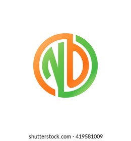 NO initial letters looping linked circle logo orange green