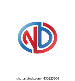 NO initial letters looping linked ellipse logo red blue