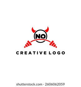 NO initial monogram for fitnes or gym logo with devil style design