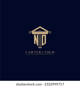 NO initial monogram lawfirm logo with pillar design