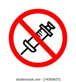 No injection raster icon. Flat No injection symbol is isolated on a white background