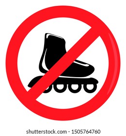 No inline skates prohibition sign sport logo vector graphic
