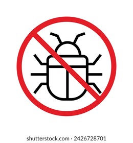 no insect sign, insecticide, antivirus icon vector