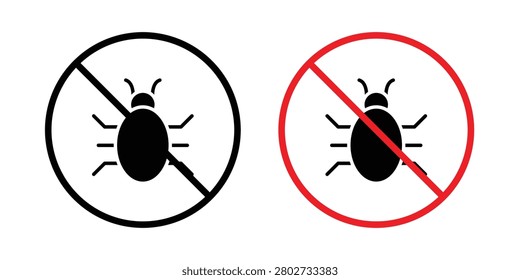 No insect sign vector icon set collection.