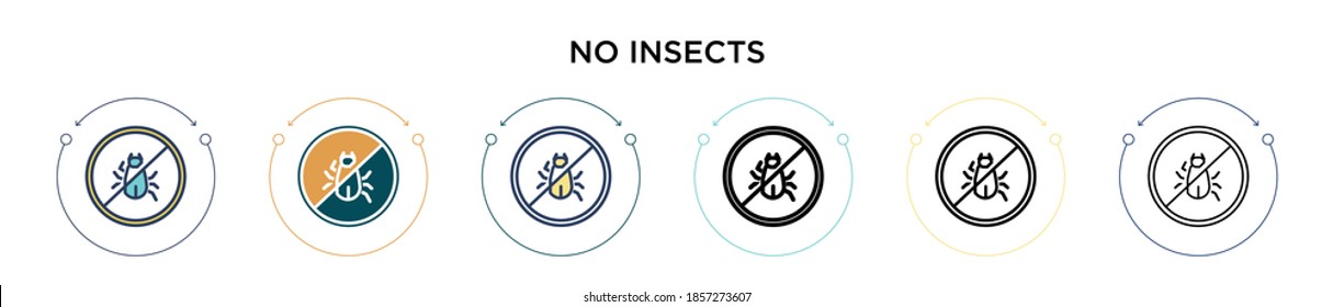 No insects icon in filled, thin line, outline and stroke style. Vector illustration of two colored and black no insects vector icons designs can be used for mobile, ui, web