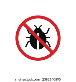 No insects icon sign symbol isolated on white background. Bug prohibition icon