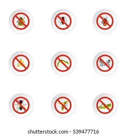 No insects icons set. Flat illustration of 9 no insects vector icons for web