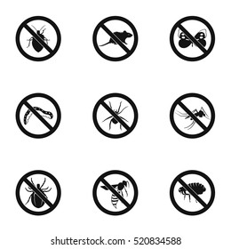 No insects icons set. Simple illustration of 9 no insects vector icons for web