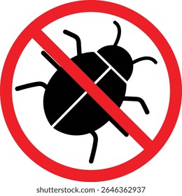 Ningún insecto muestra el conjunto de Vectores. Signo de prohibición rojo sin insectos