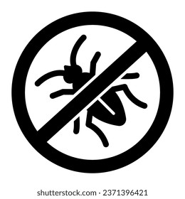 No insectos icono sólido, concepto de control de plagas, aviso de parásitos de cucarachas de alto en fondo blanco, icono anti insecto en estilo glifo para concepto móvil y diseño web. Gráficos vectoriales