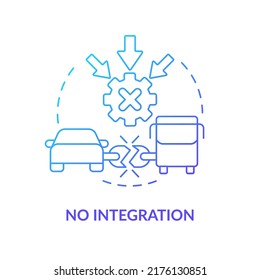 No integration blue gradient concept icon. Separated transport services. Maas integration level abstract idea thin line illustration. Isolated outline drawing. Myriad Pro-Bold font used