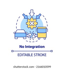 No integration concept icon. Separated services. Maas integration level abstract idea thin line illustration. Isolated outline drawing. Editable stroke. Arial, Myriad Pro-Bold fonts used