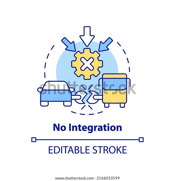 No integration concept icon. Separated services.\
Maas integration level abstract idea thin line illustration.\
Isolated outline drawing. Editable stroke. Arial, Myriad Pro-Bold\
fonts used