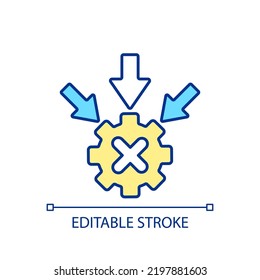 No integration RGB color icon. Process breakage. Stopped operation. Mechanism components. Isolated vector illustration. Simple filled line drawing. Editable stroke. Arial font used