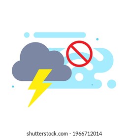 no hay conexión a internet debido a perturbaciones climáticas ilustración de diseño plano vector eps10. elemento gráfico moderno para página de inicio, estado vacío ui, infografía, icono