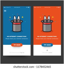 No Internet Connection Empty State UX for Smart Phones with Magic Hat Illustration